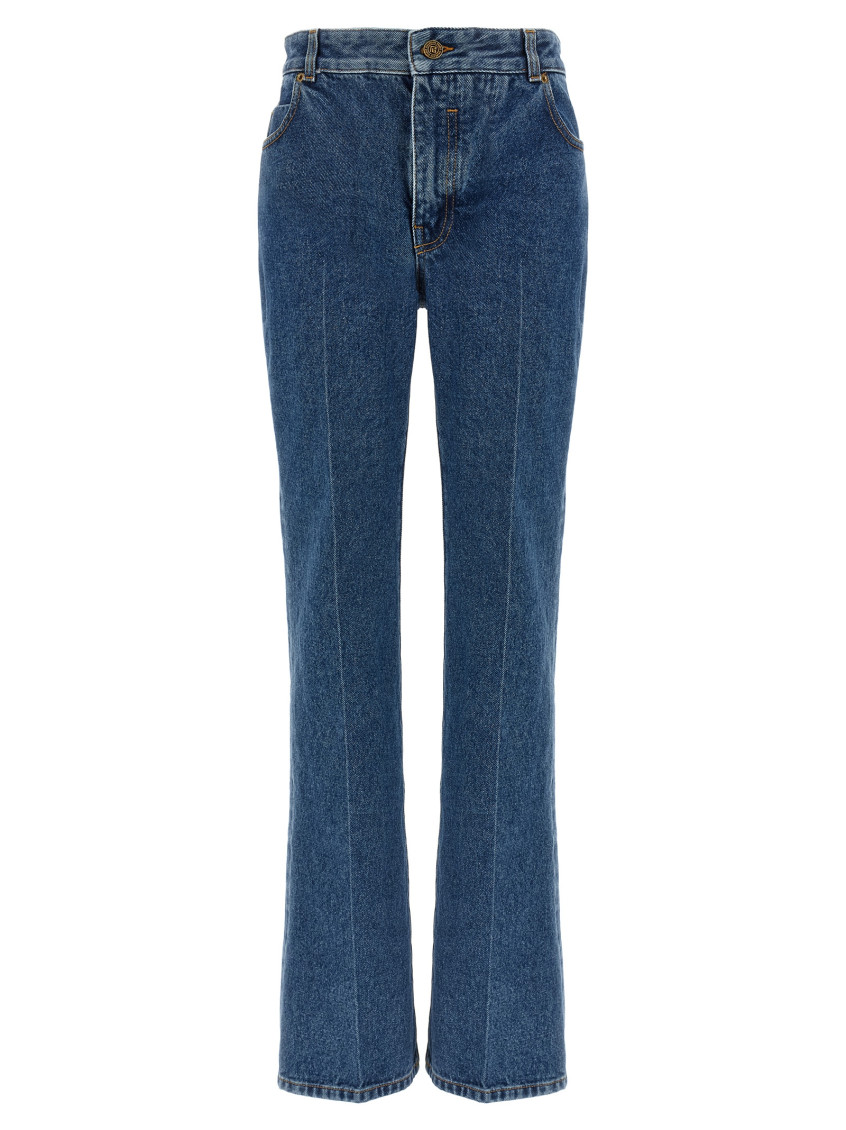 Balmain - embroidered denim trousers belt loops pocket