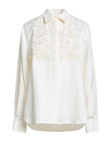 P. a.r. o.s. h. Woman Shirt Ivory Size L Viscose, Linen, Polyamide, PVC