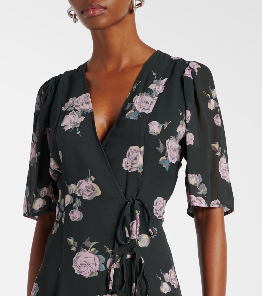 Ganni Floral crêpe wrap dress