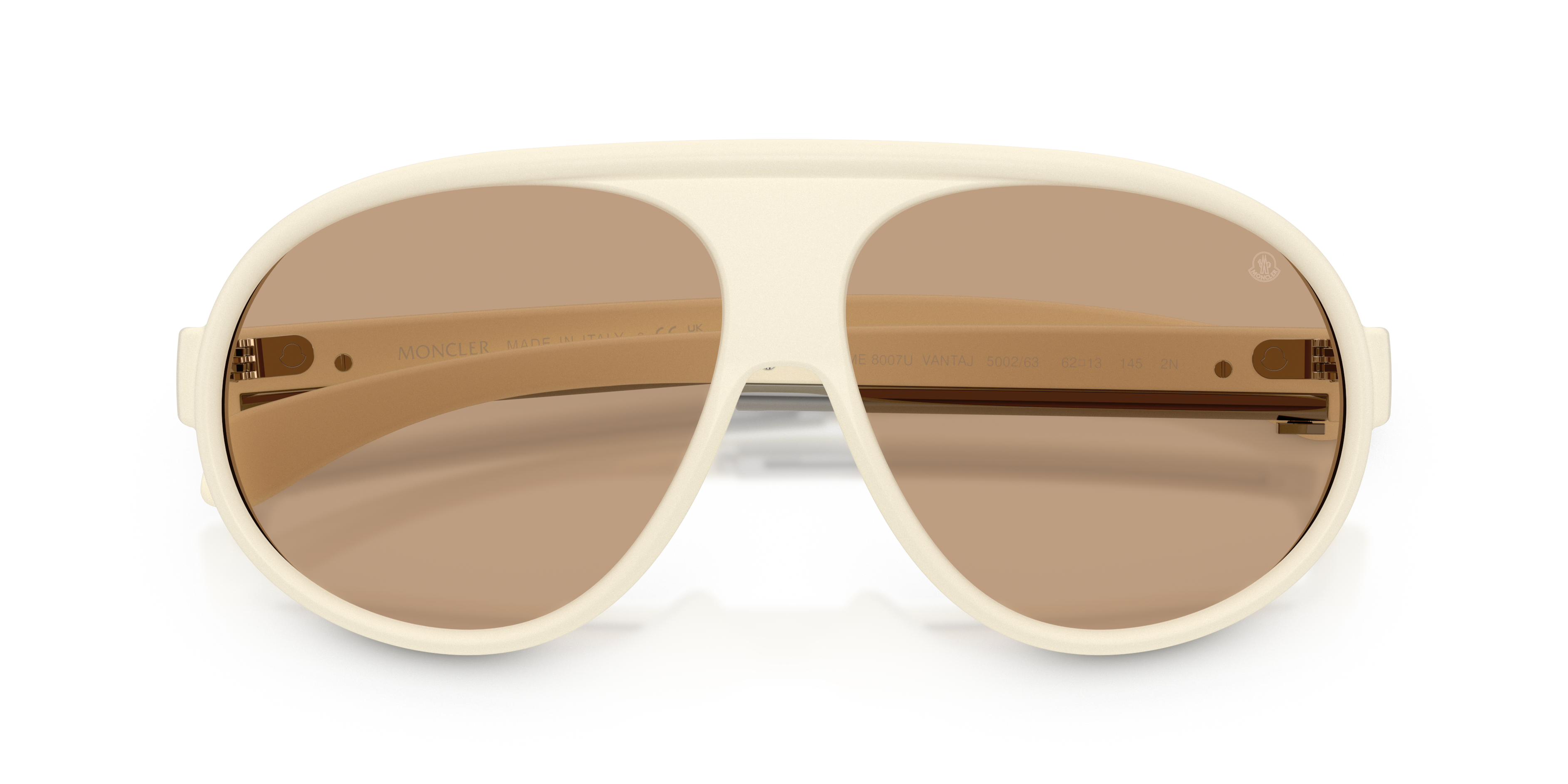 Moncler Unisex Moncler ME8007U VANTAJ 500263 Sunglasses Injected White Brown Pilot Norma