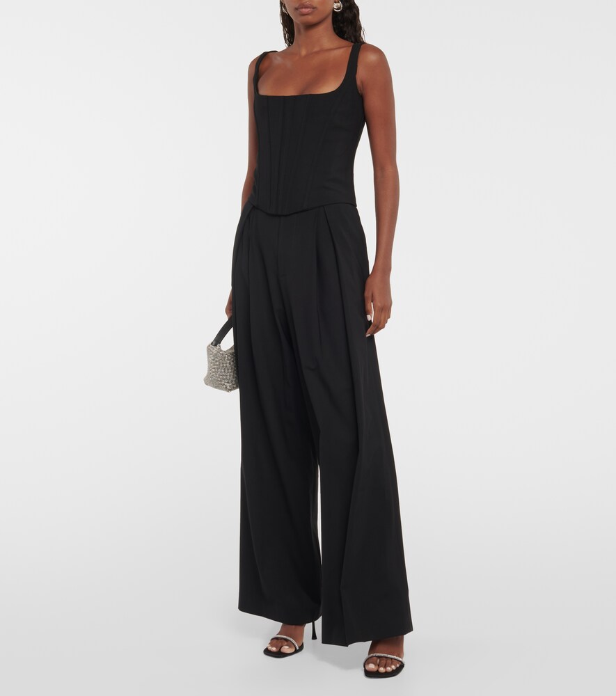 Wool-blend wide-leg pants