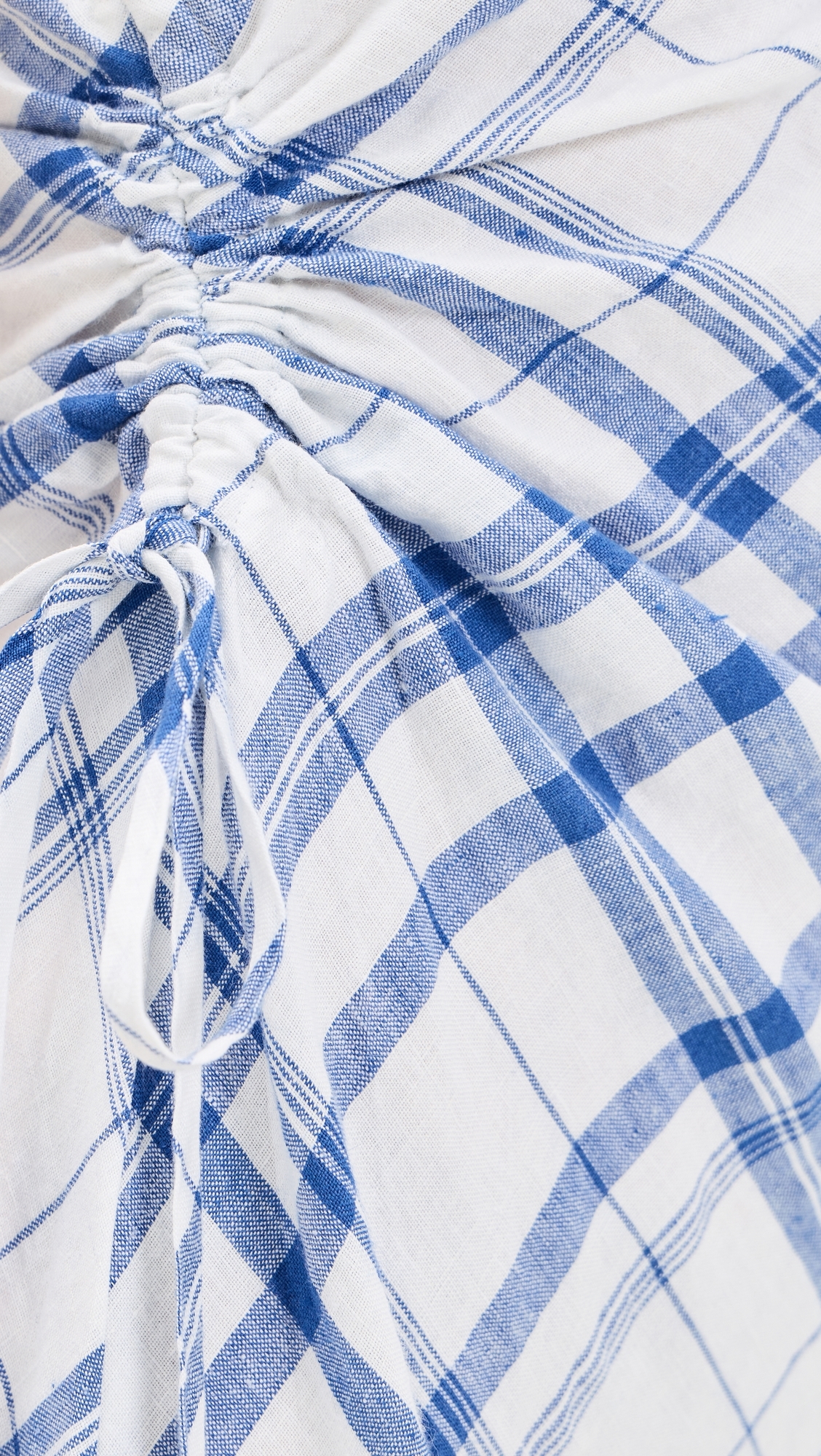 One Shoulder Plaid Maxi Dress Blue And White Plaid