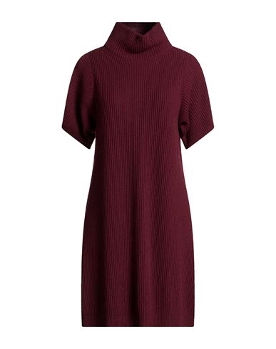 Woman Mini dress Burgundy Size L Virgin Wool, Cashmere, Silk
