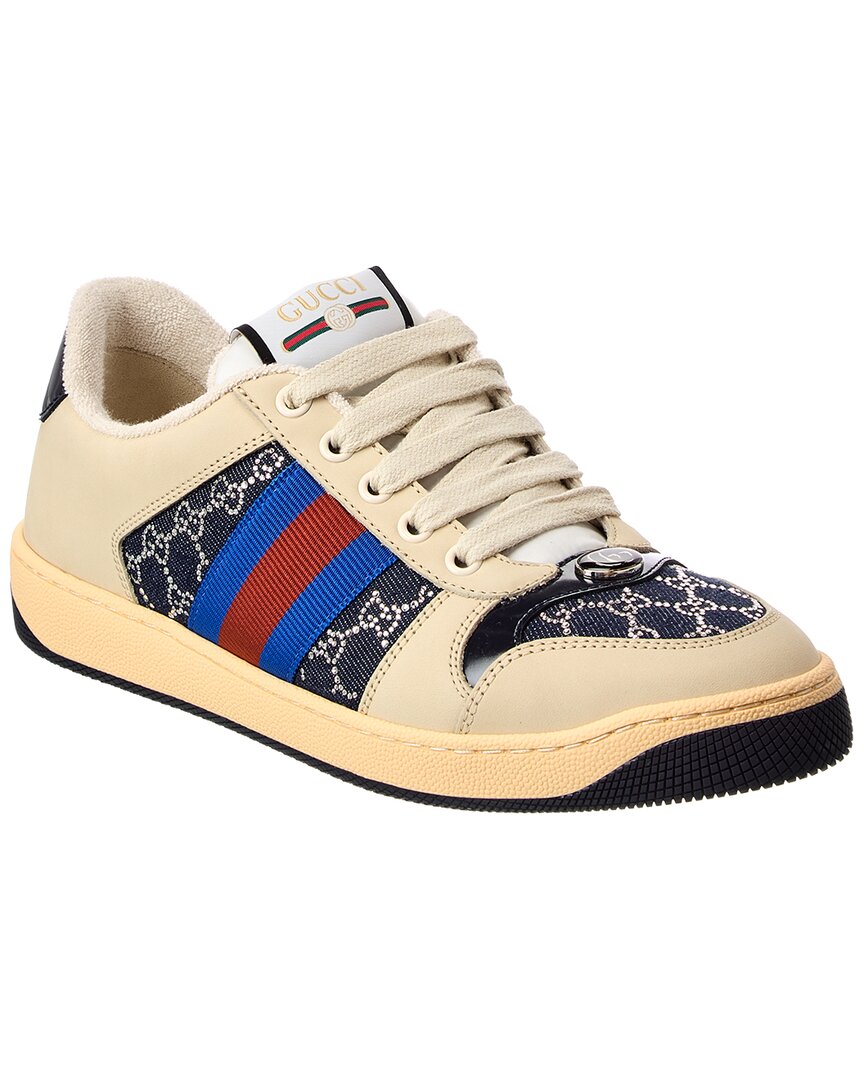 Screener Gg Crystal Denim & Leather Sneaker