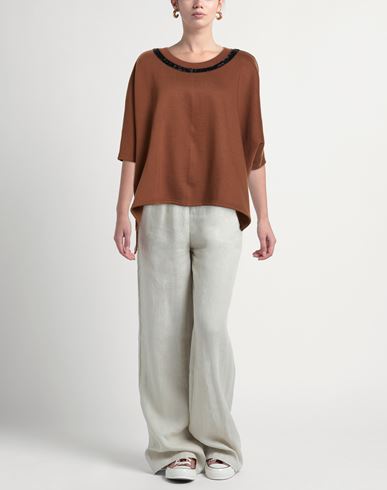 Woman Sweatshirt Brown Size S Cotton