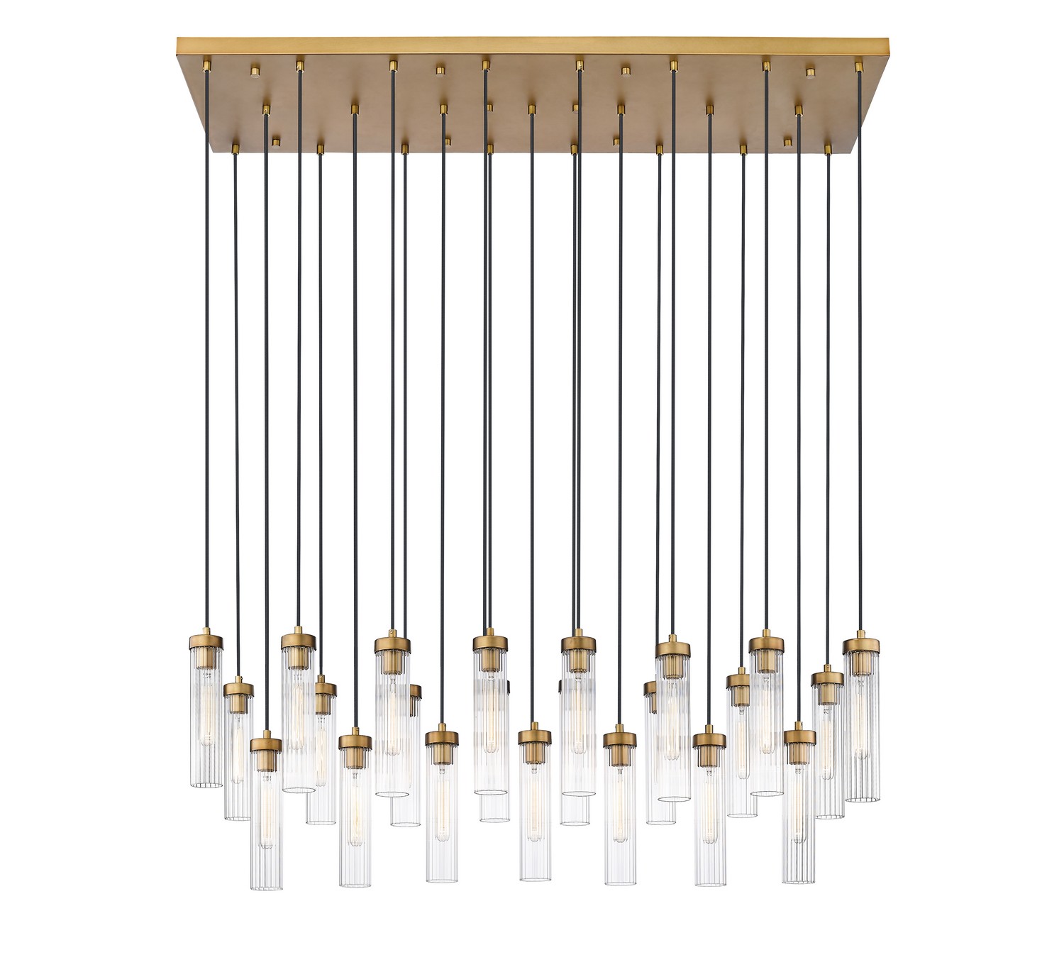 Rubbed Brass Linear Chandelier from the Beau Collection
