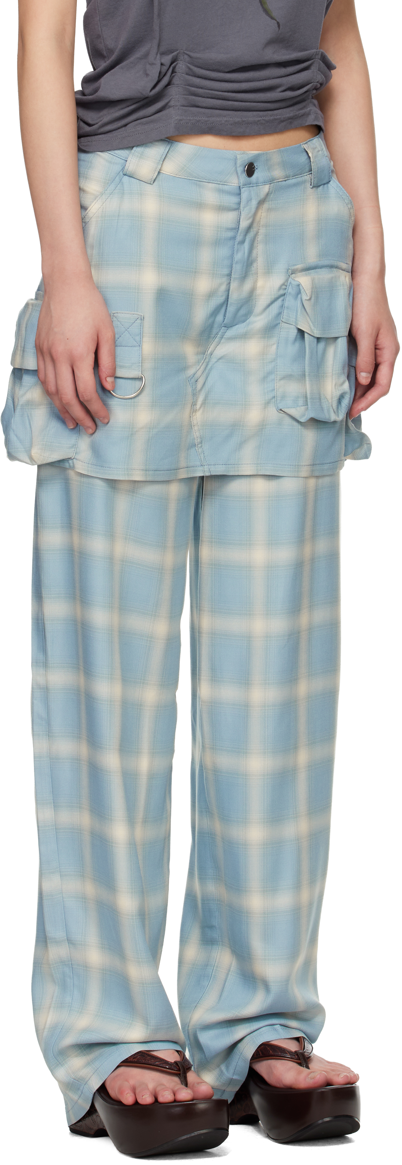 Blue Flannel Cargo Skirtpant