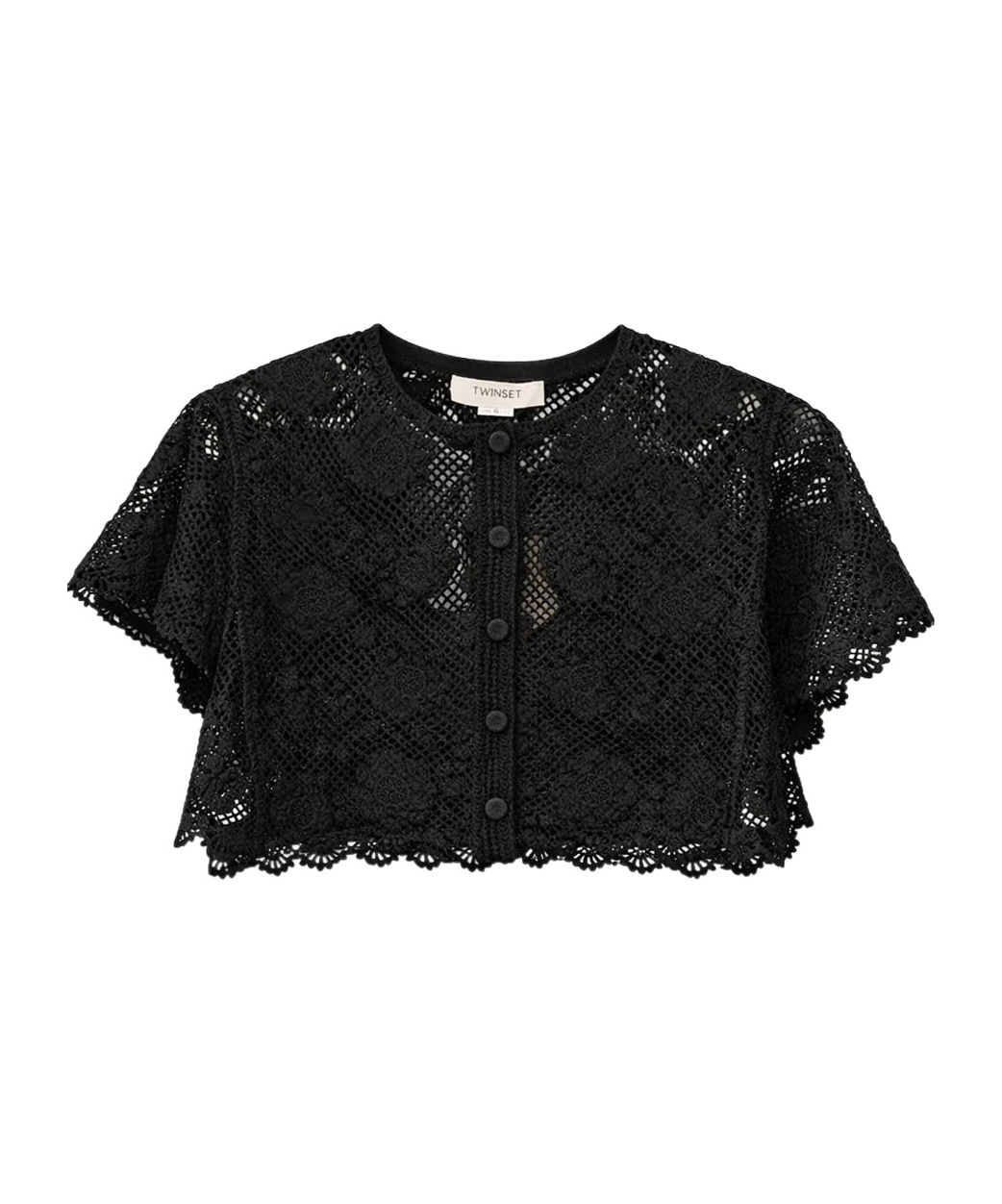 Cropped Lace Knitted Jacket