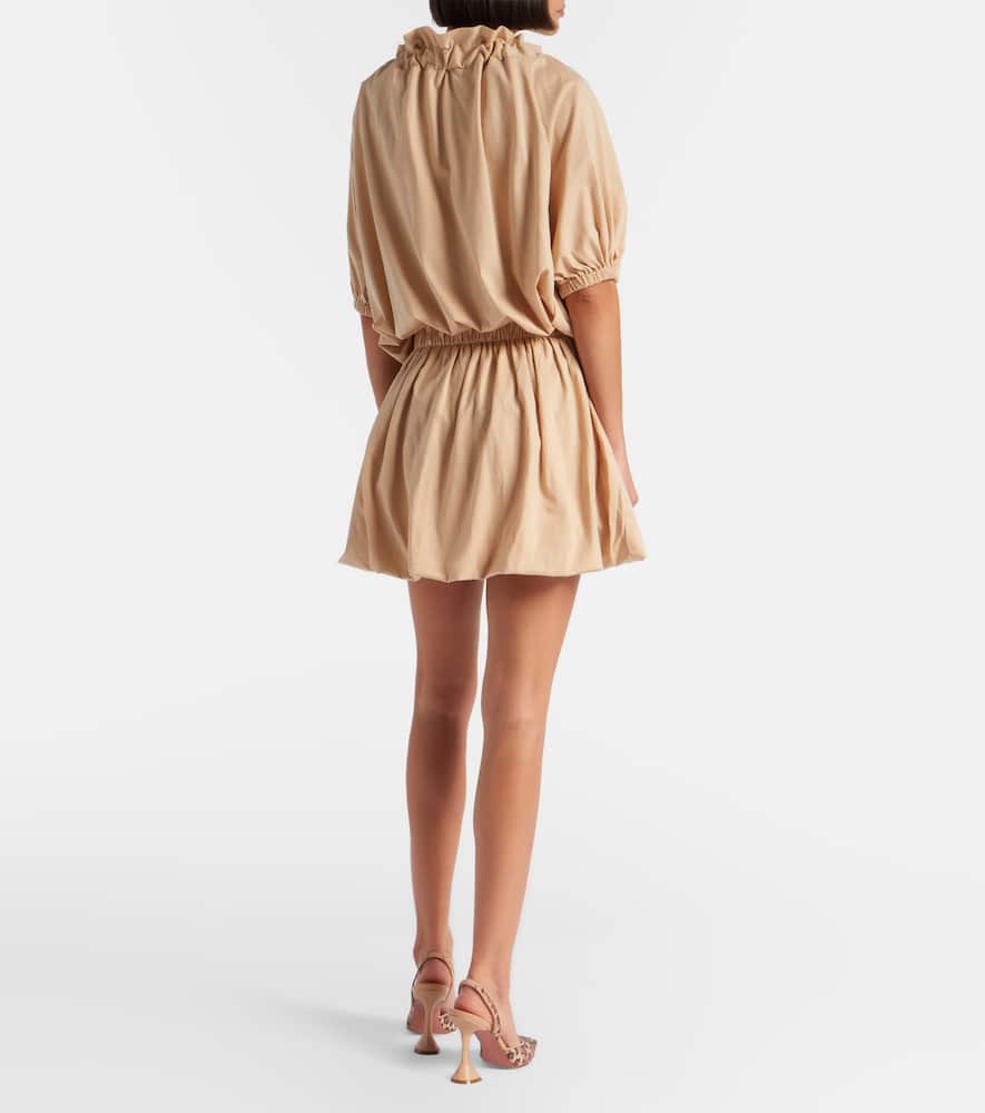 Tie-neck cotton faille minidress