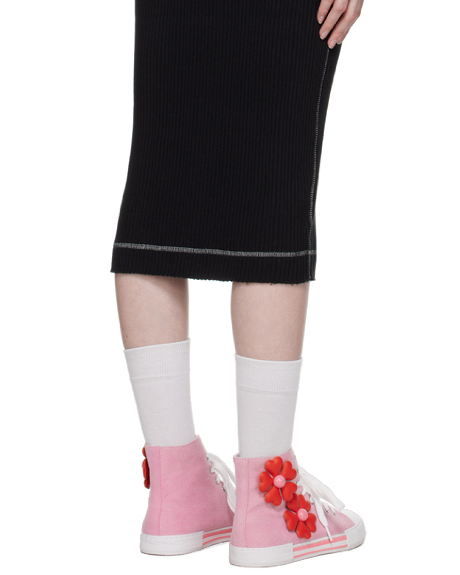 A medium-length button dress