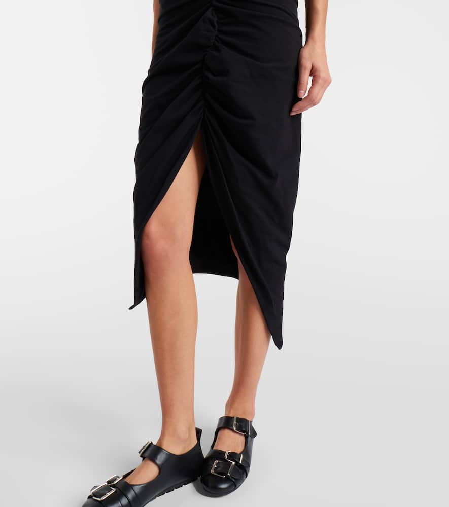 Pulling ruched cotton midi dress
