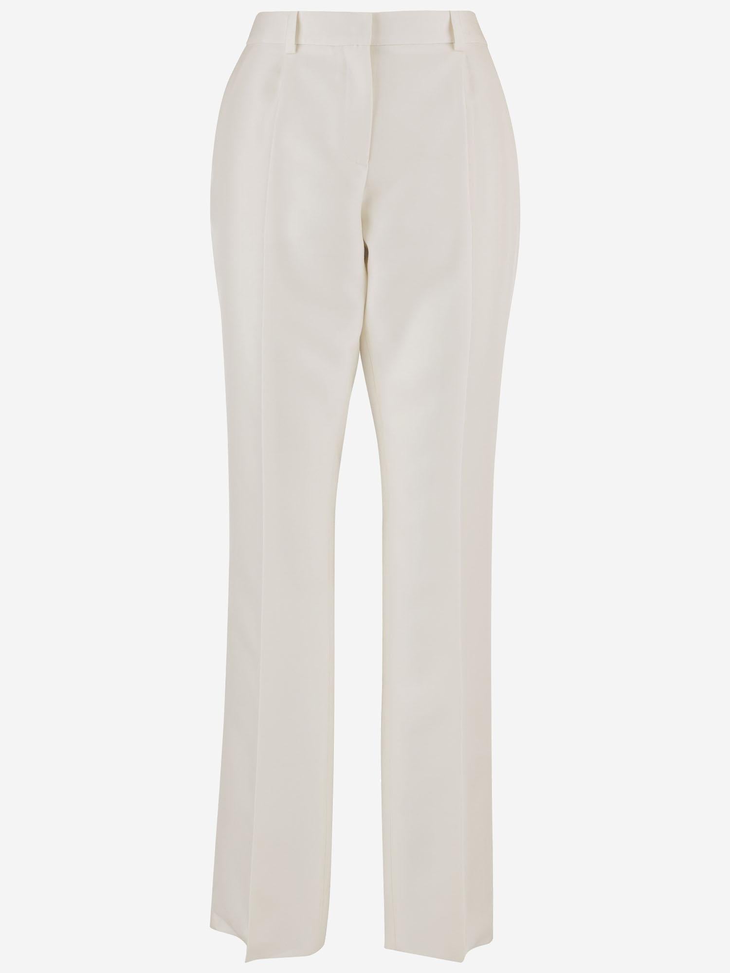 Tailored Slim-Fit Wool and Silk Trousers — White