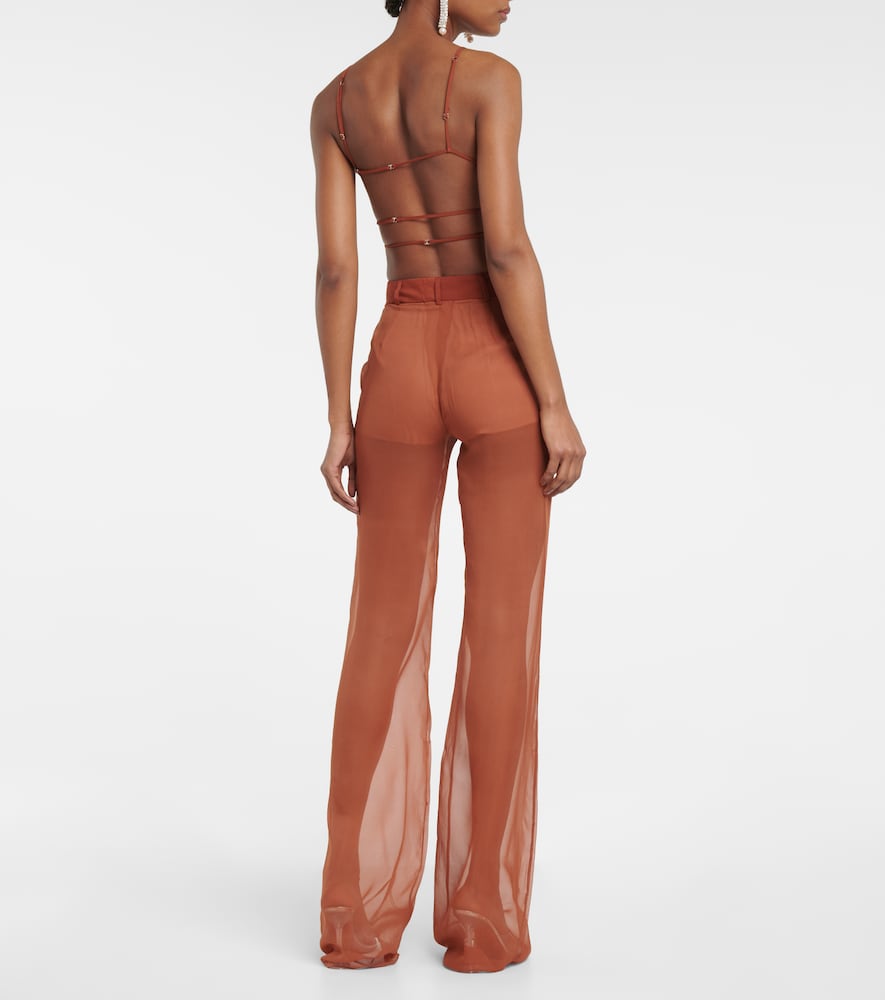 Mid-rise wide-leg silk pants