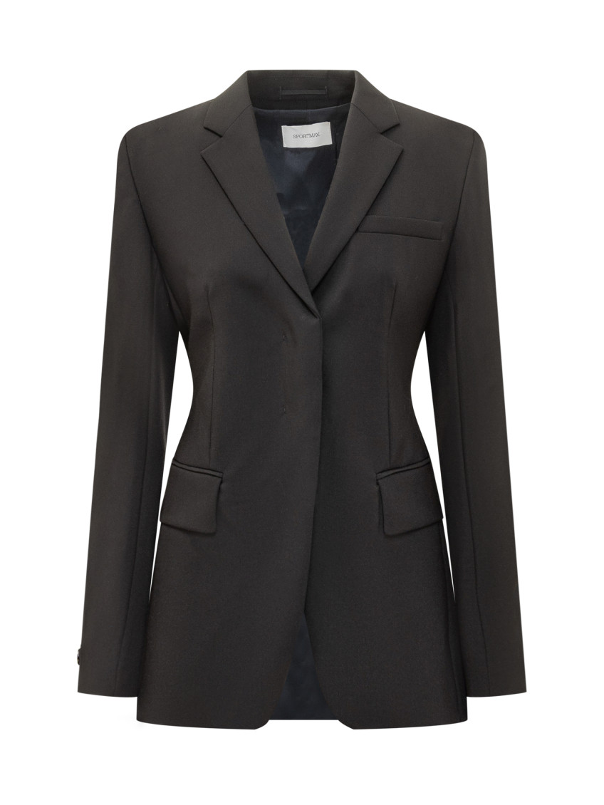 Black Solid Notched Lapel Blazer