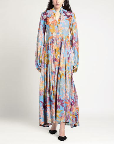 Woman Maxi dress Light blue Size L Cotton