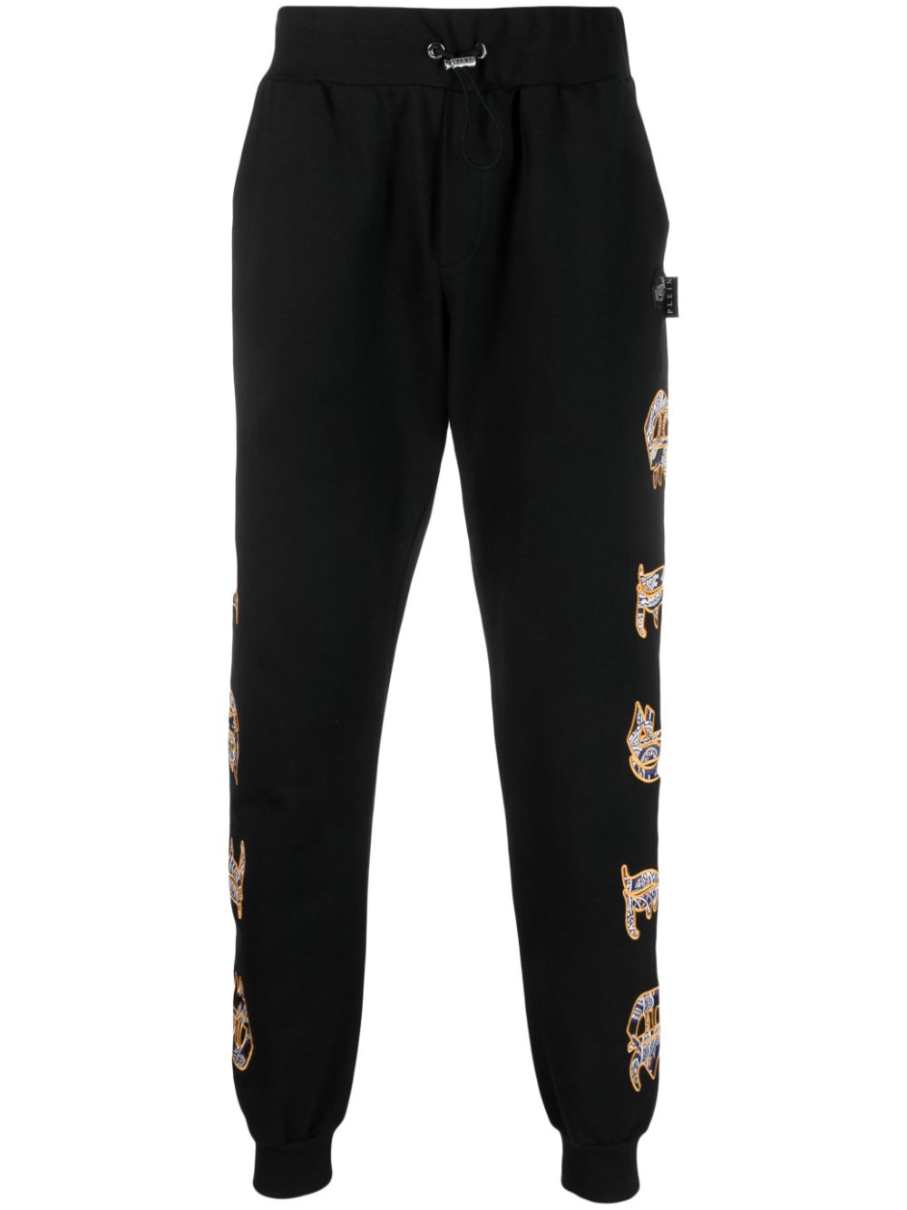 Paisley-print logo-patch track pants - Black