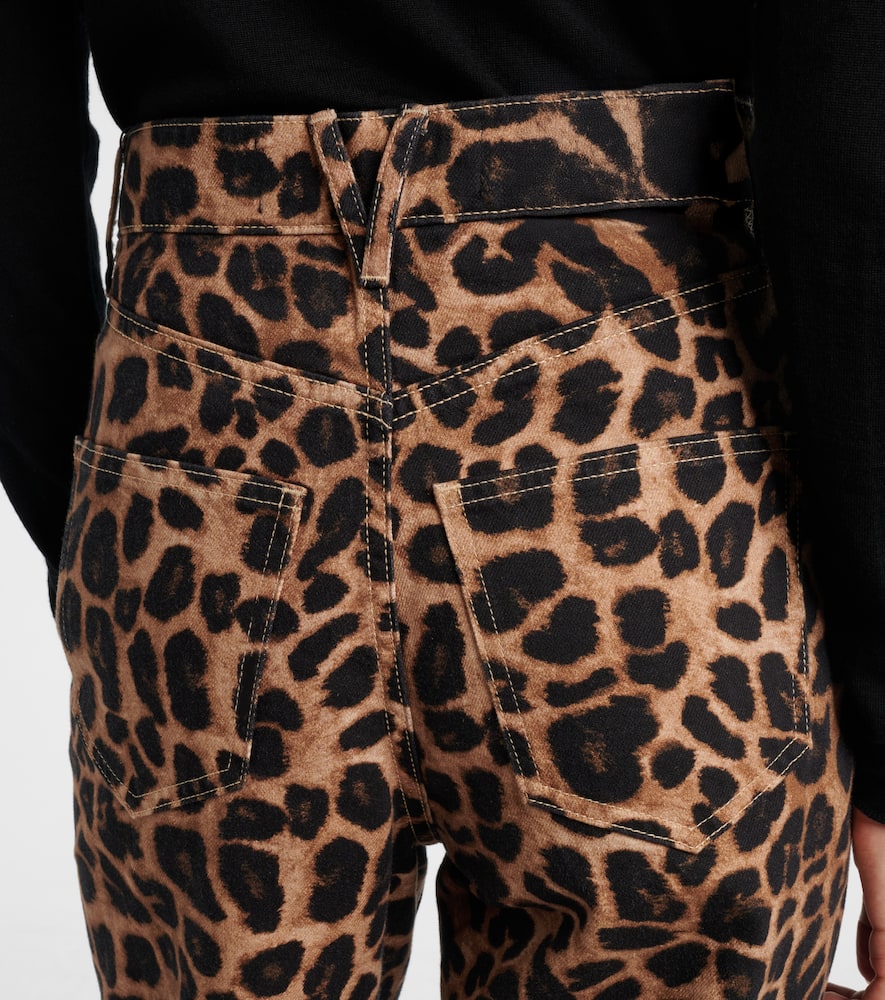 Leopard-print high-rise wide-leg pants