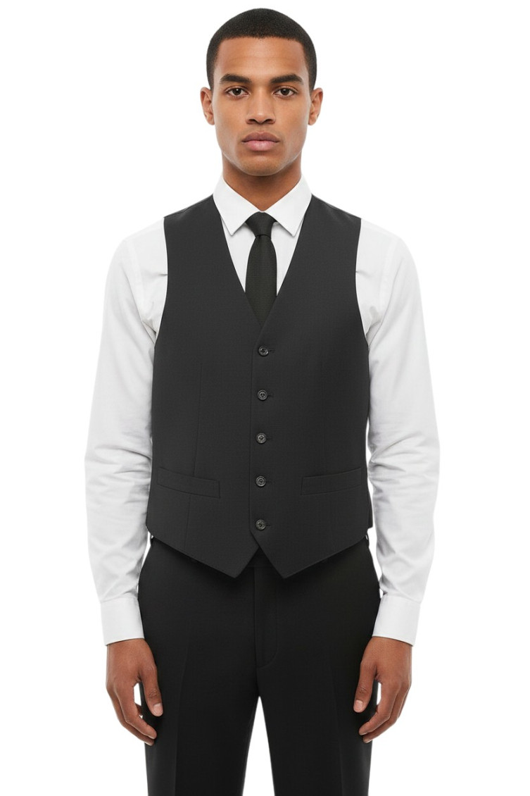 Charcoal Grey Solid Waistcoat