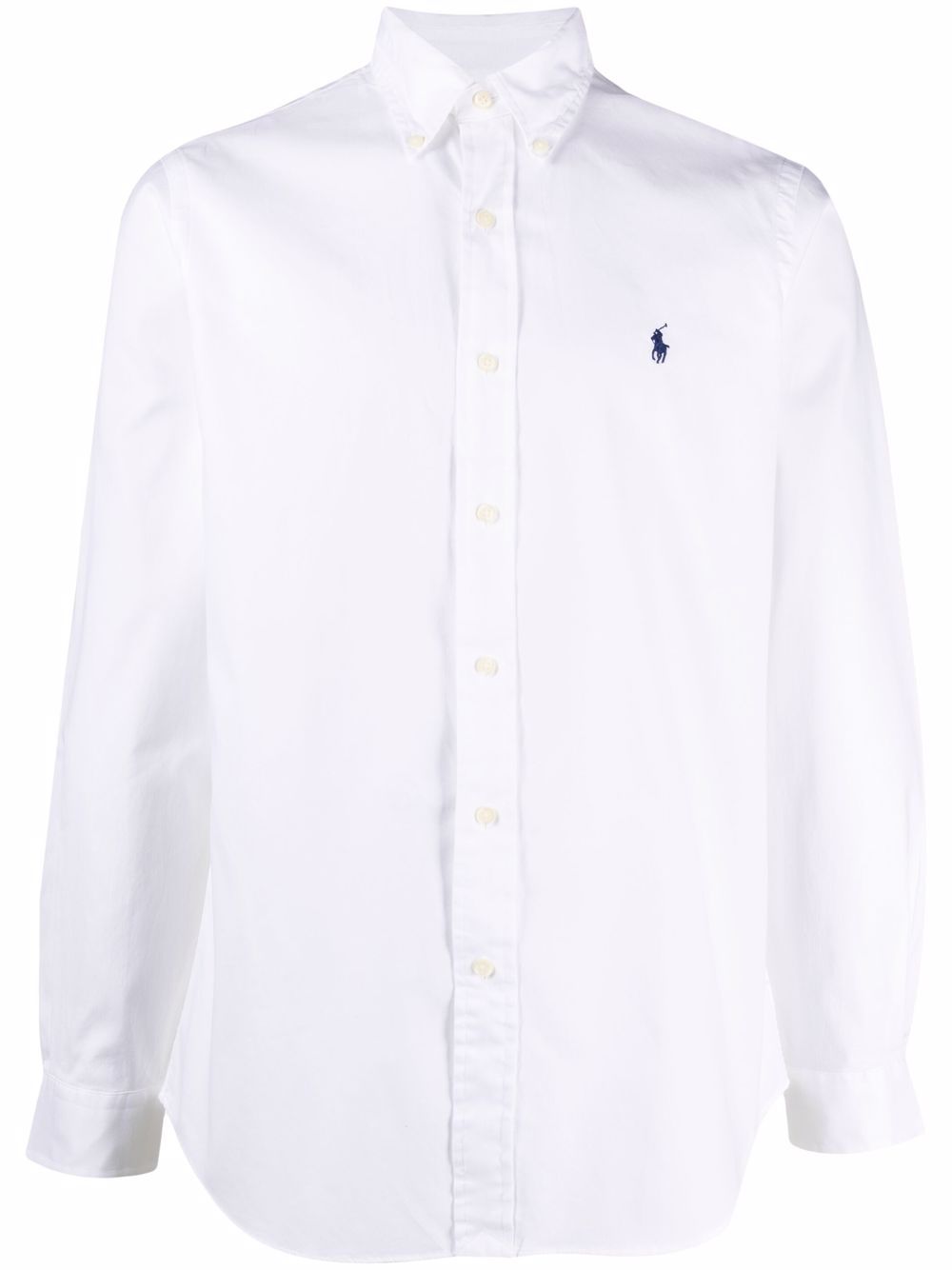 Logo-embroidered cotton shirt - Blue