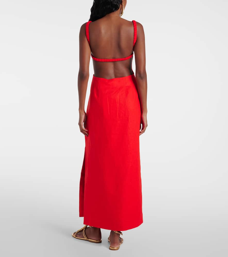Primrose ruched linen maxi dress