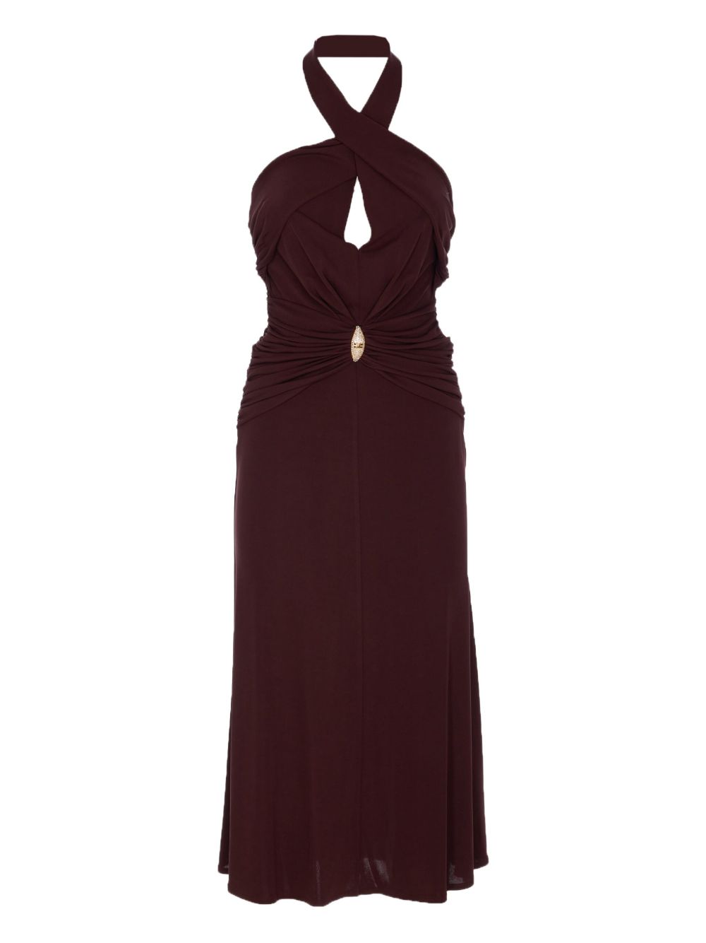 Elisabetta Franchi crossover-neck midi dress - Red