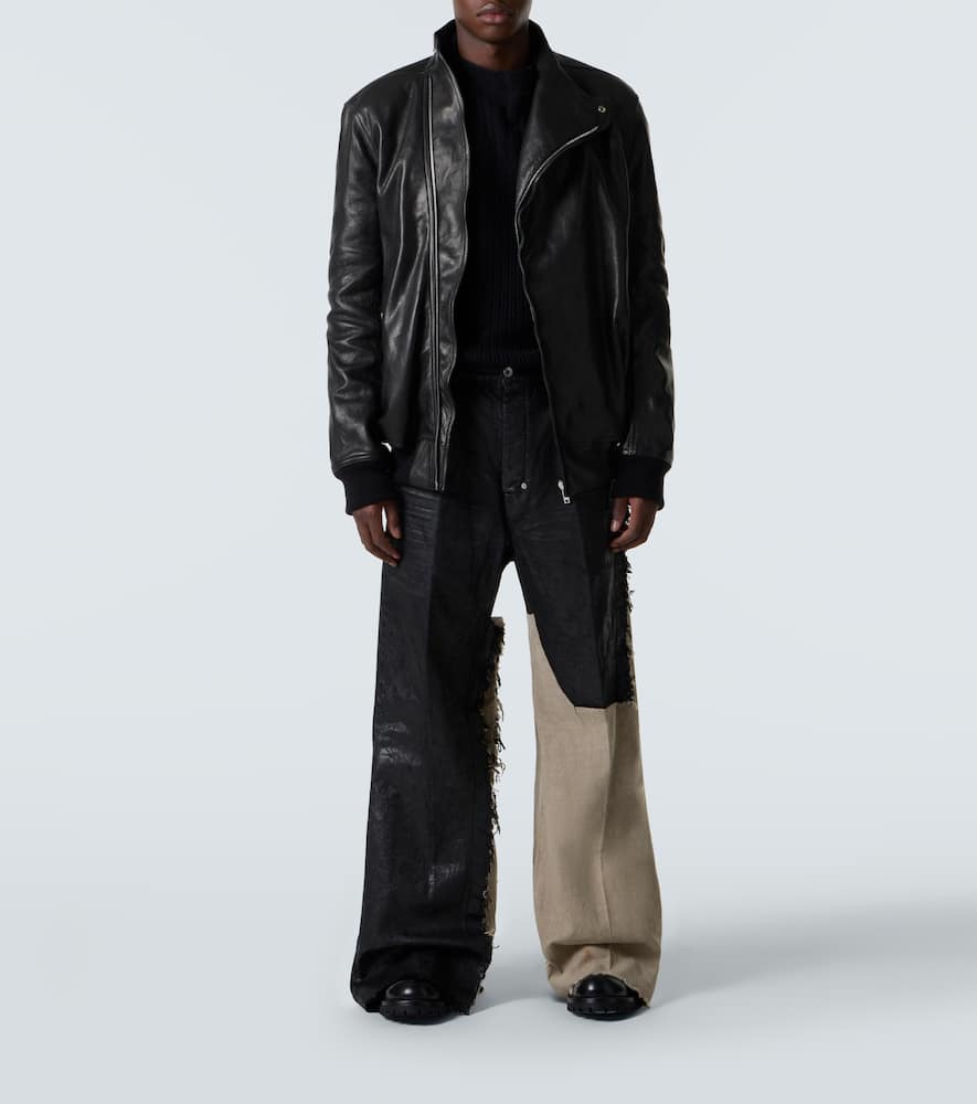 Joris coated distressed wide-leg jeans