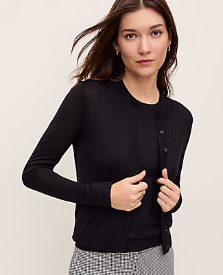 Ann Taylor Pointelle Trim Cardigan