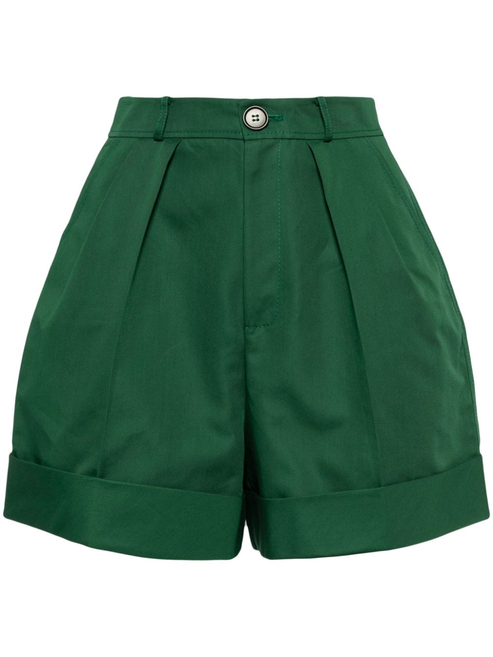 High-waist wide-leg shorts - Green