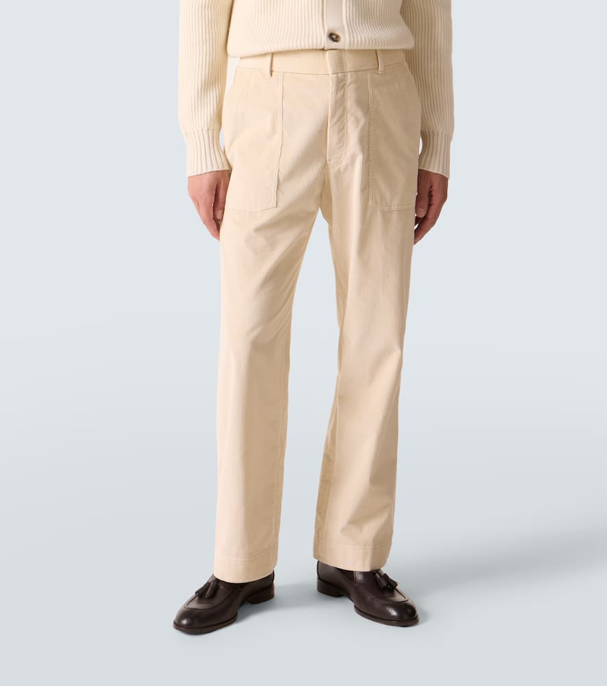 Cotton and wool corduroy straight pants