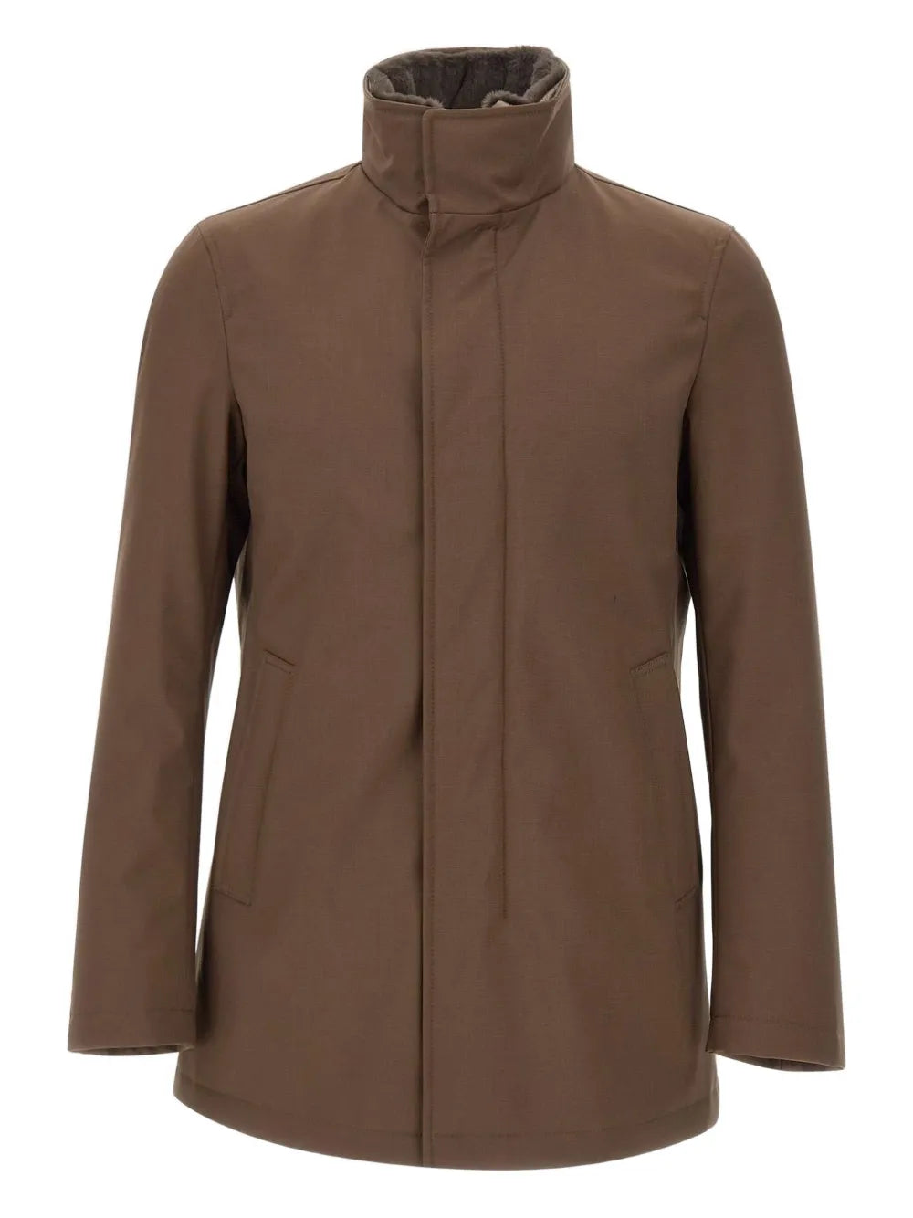 Stand-Collar Parka — Brown