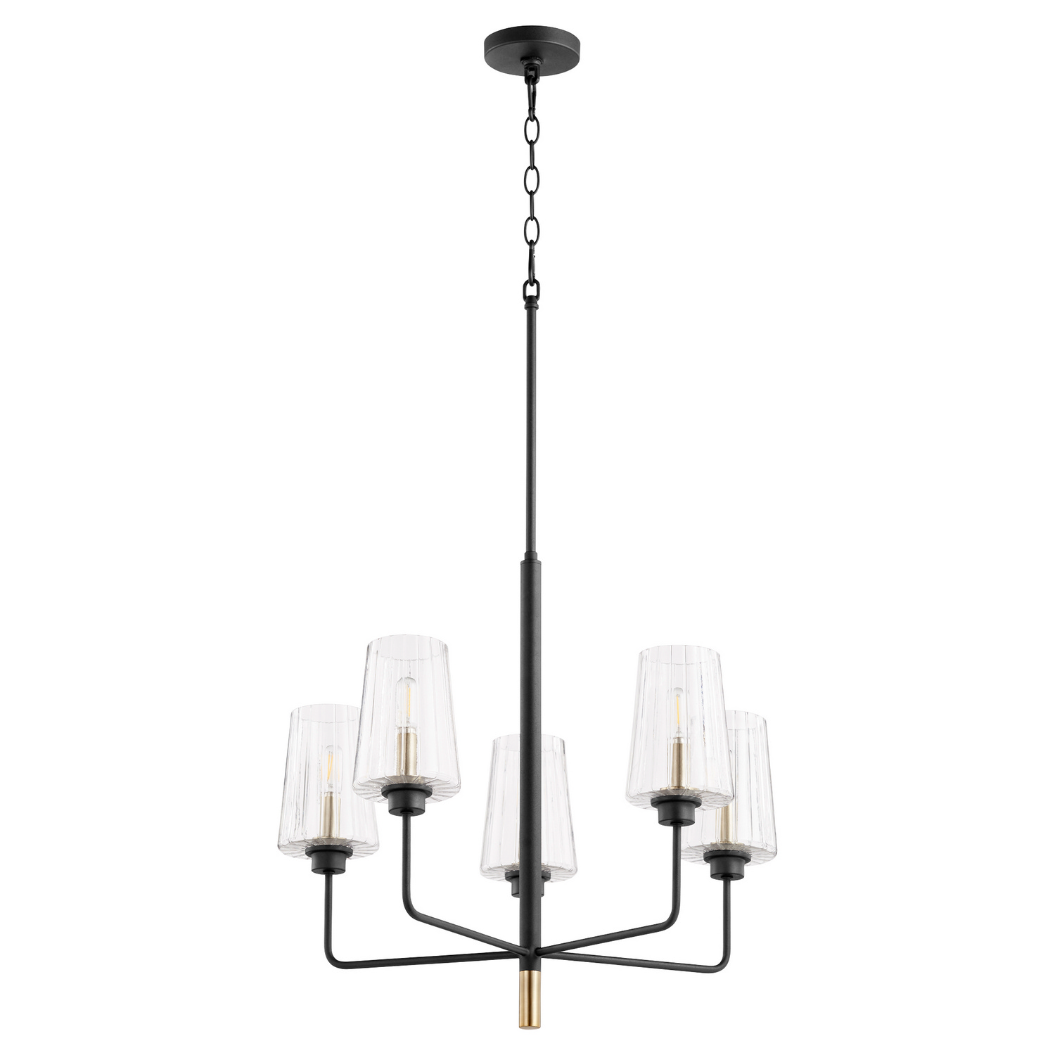 Dalia 5-Light Chandelier in Textured Black w with Aged Bra
