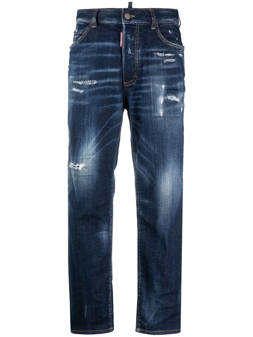 Distressed cropped jeans - Blue