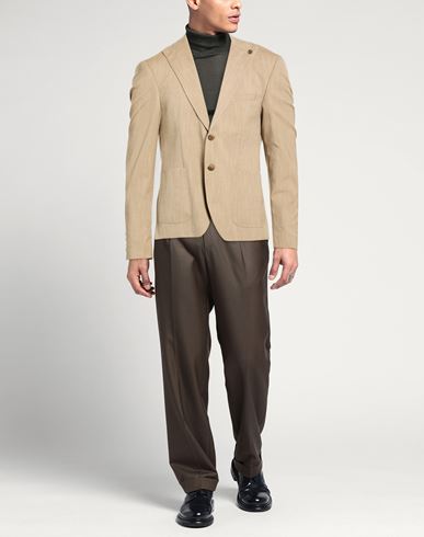 Man Blazer Camel Size 36 Linen, PES, Viscose, Elastane