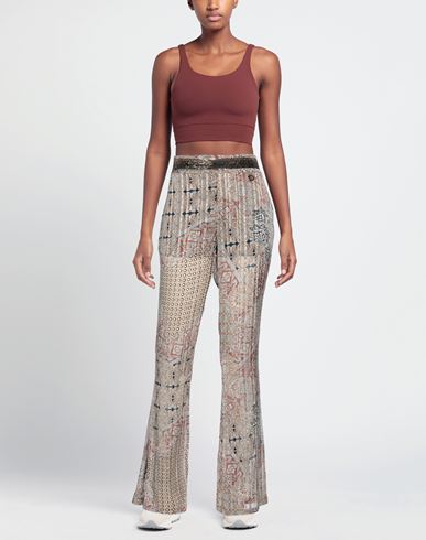 Woman Pants Beige Size 8 Polyester, Metallic Polyester