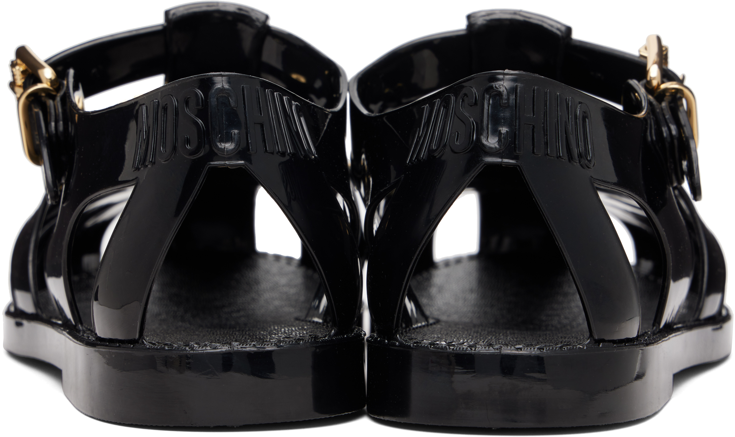 Black Jelly Logo Lettering Sandals