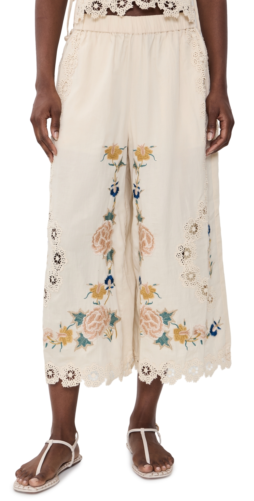 Adonna Embroidered Pants Cream