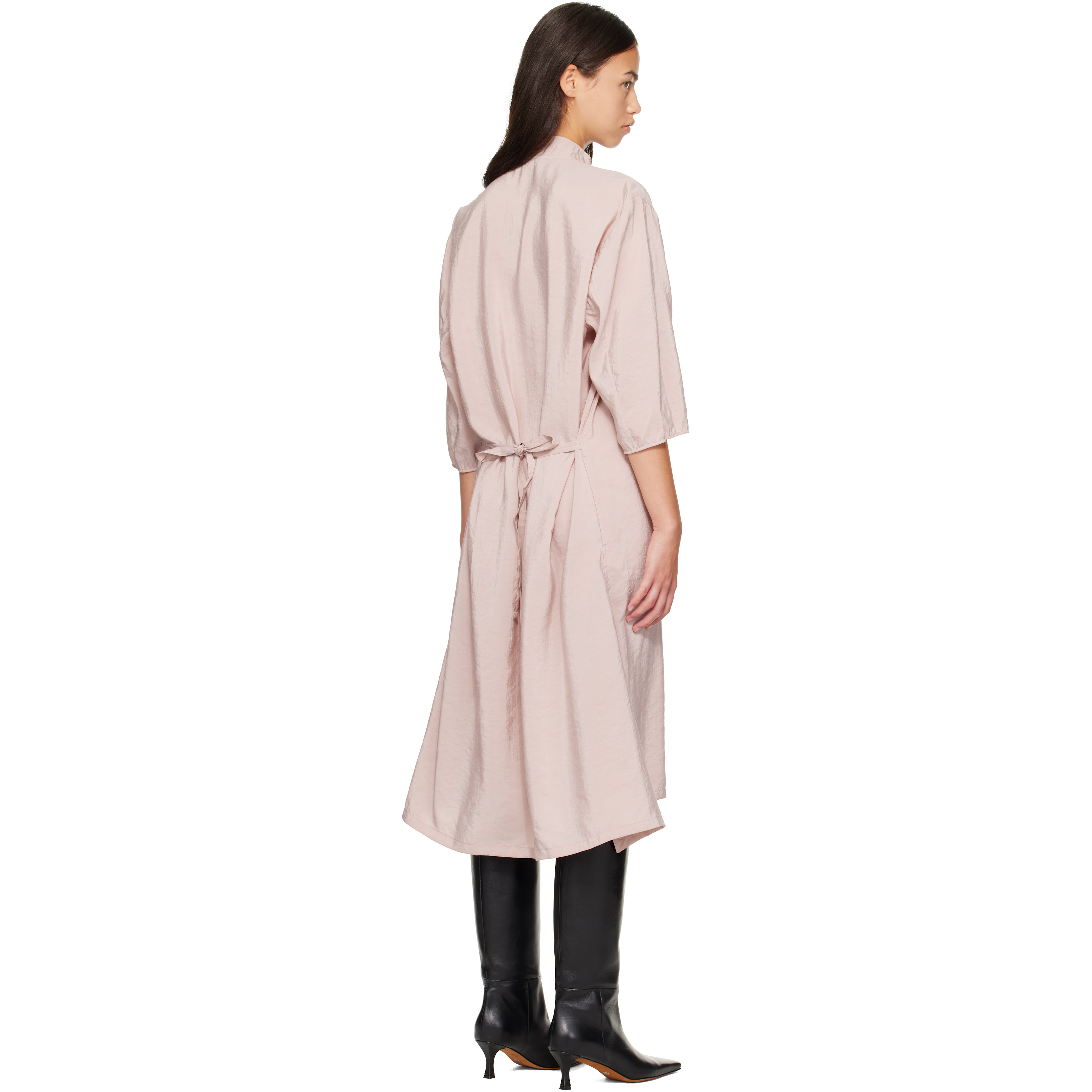 Pink Soft Collar Midi Dress