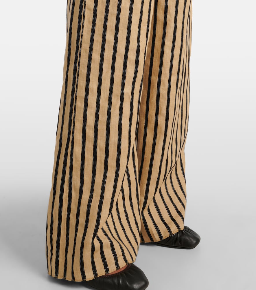 Cestino linen and cotton-blend palazzo pants
