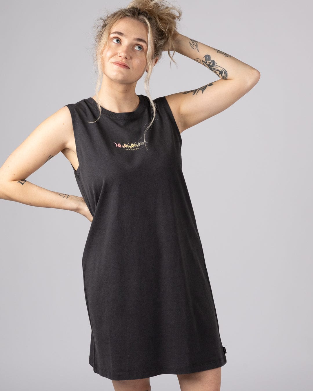 Saltrock Make Magic Womens Tank Dress in Dark Grey