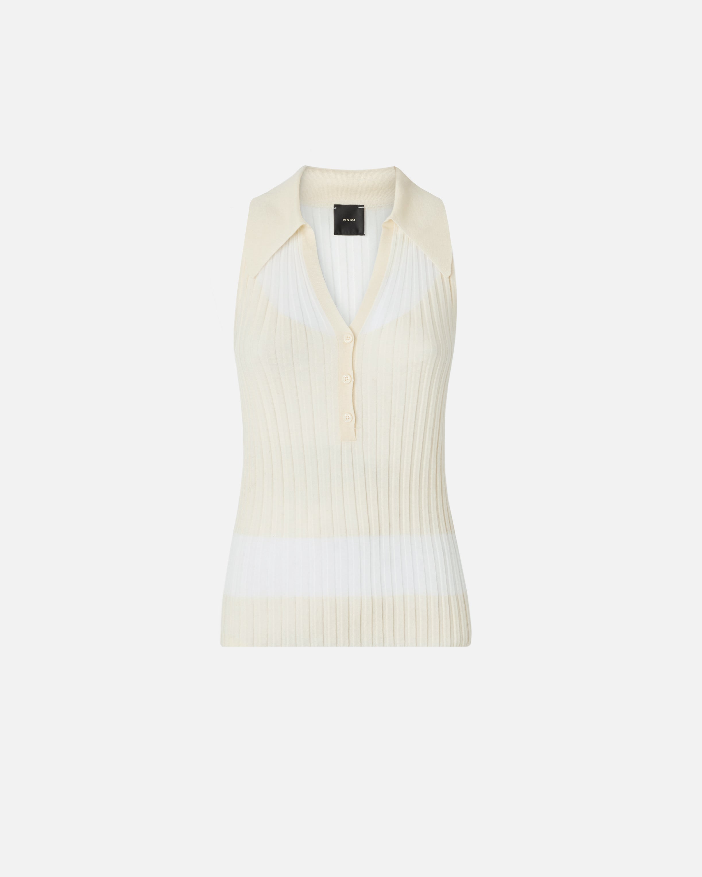 Ribbed polo tank top - L