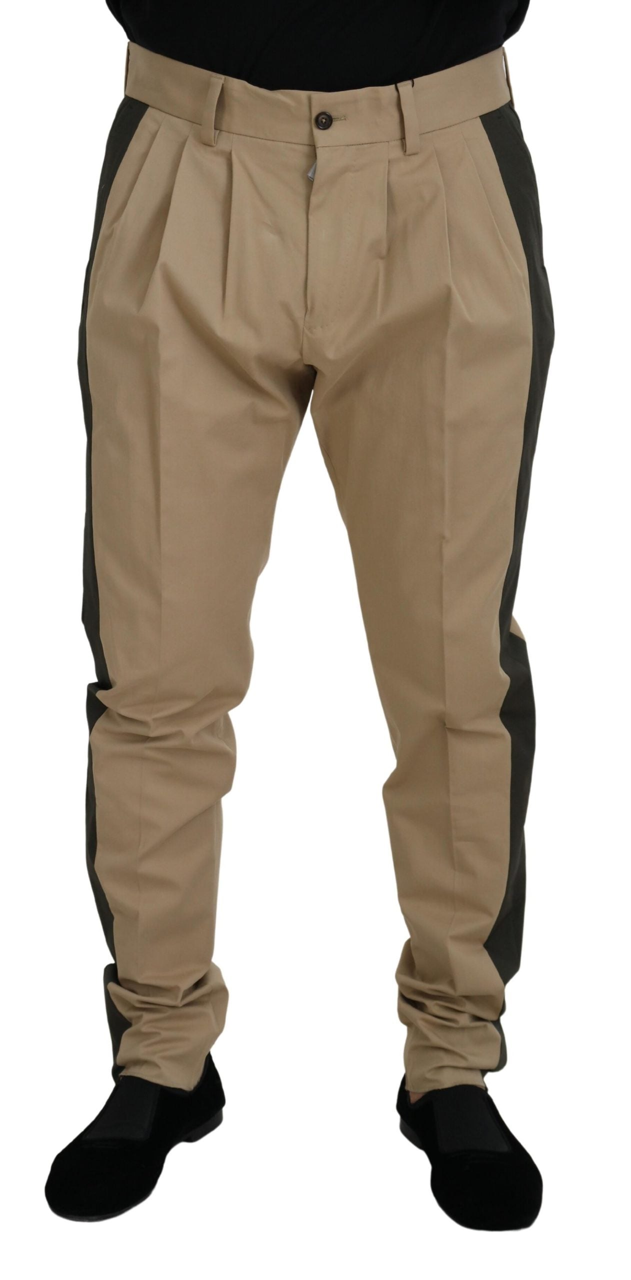 Colorblock Cotton Trousers — Beige