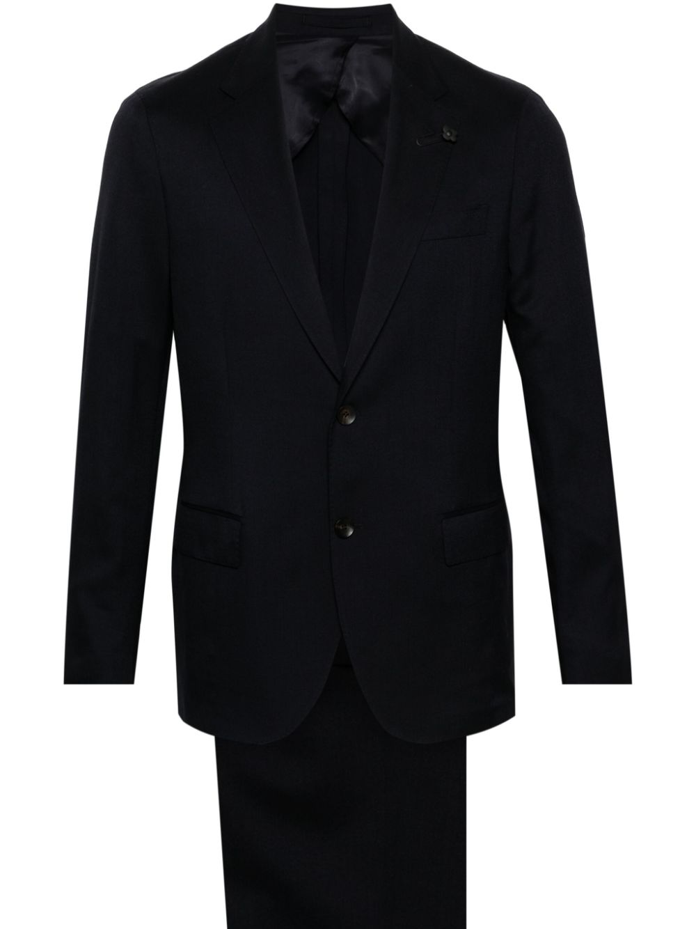 Brooch-detail single-breasted suit - Blue