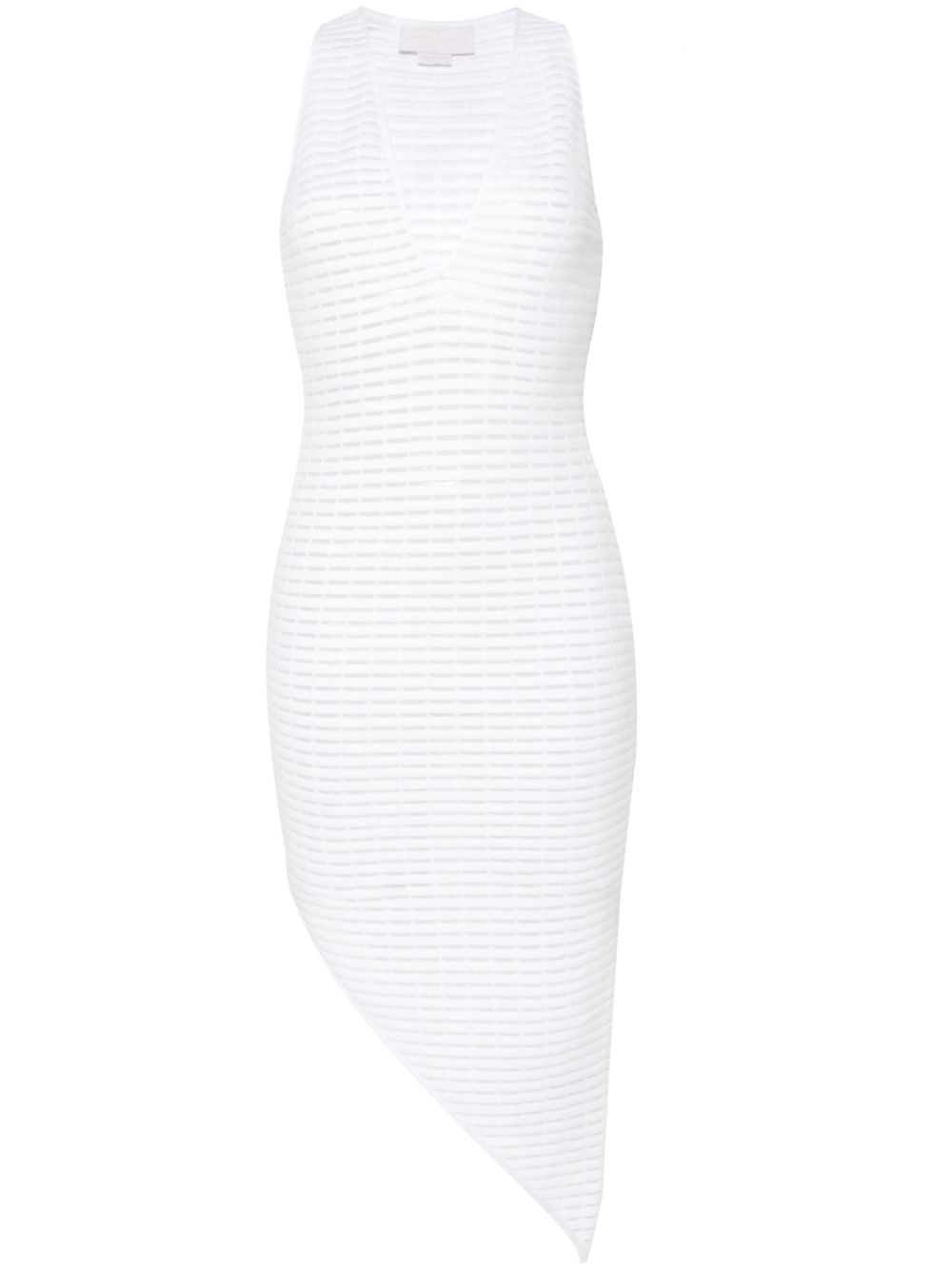 Panelled ribbed-knit midi dress - White