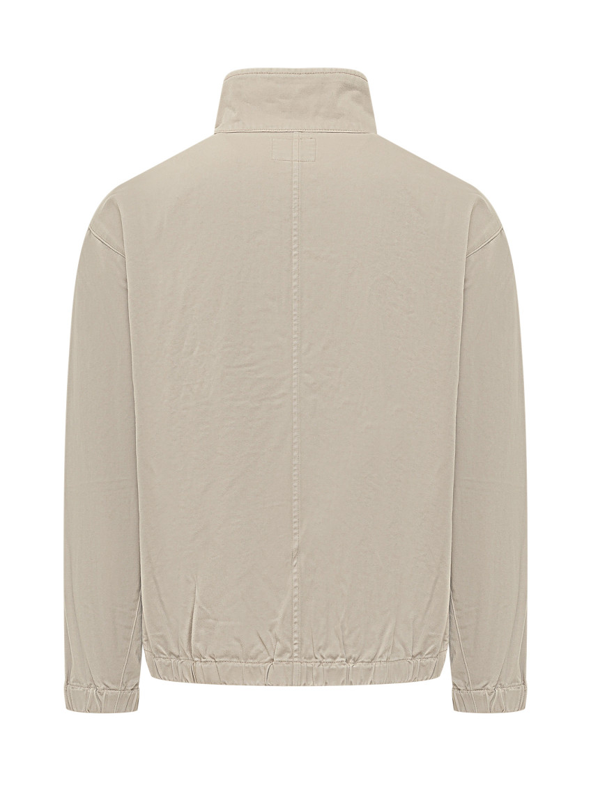 Beige Solid Mock Collar Jacket