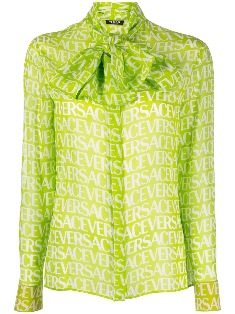 Logo-print pussybow blouse - Pink