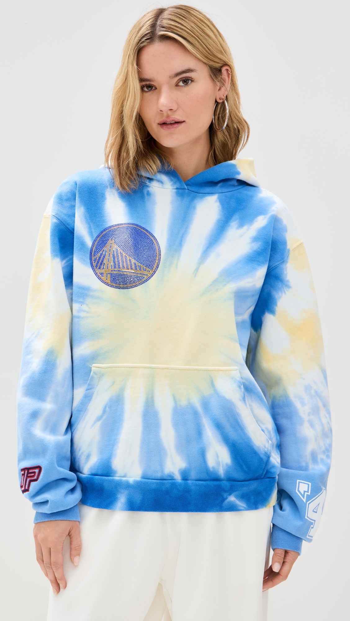Warriors Team Crew Hoodie Blue Tie Dye