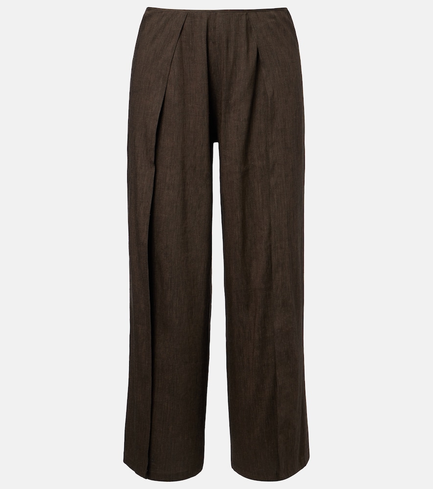 Calla linen-blend wide-leg pants