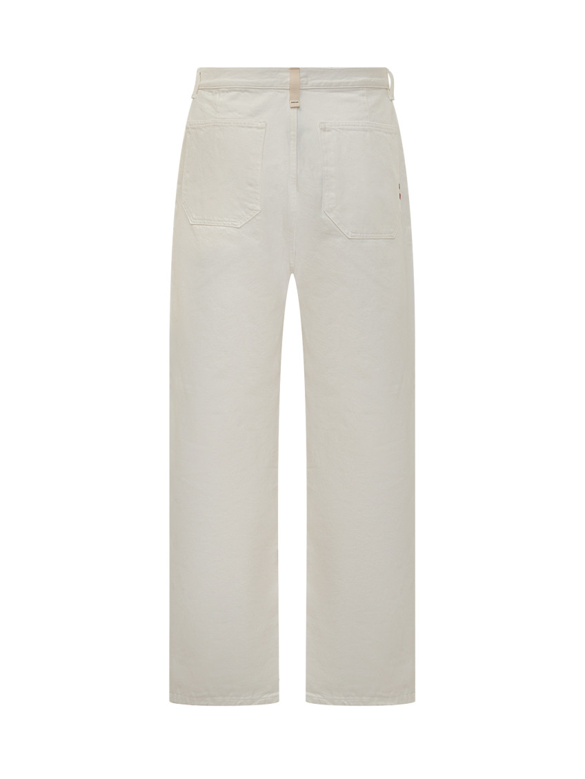 White Straight Flat Front Pants