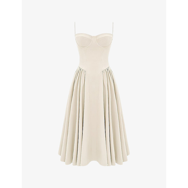 Samaria Corset-top A-line Stretch-cotton Midi Dress