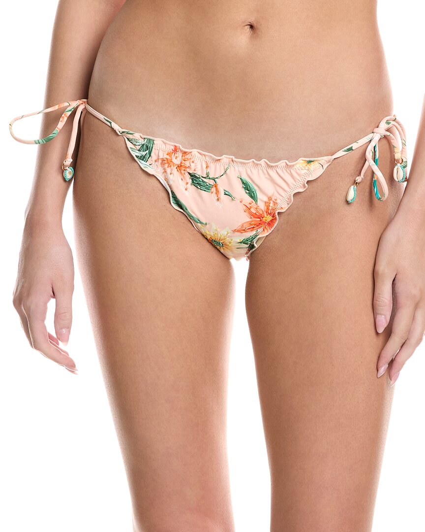 PQ Swim Embroidered Lettuce Edge Tie Full Bikini Bottom